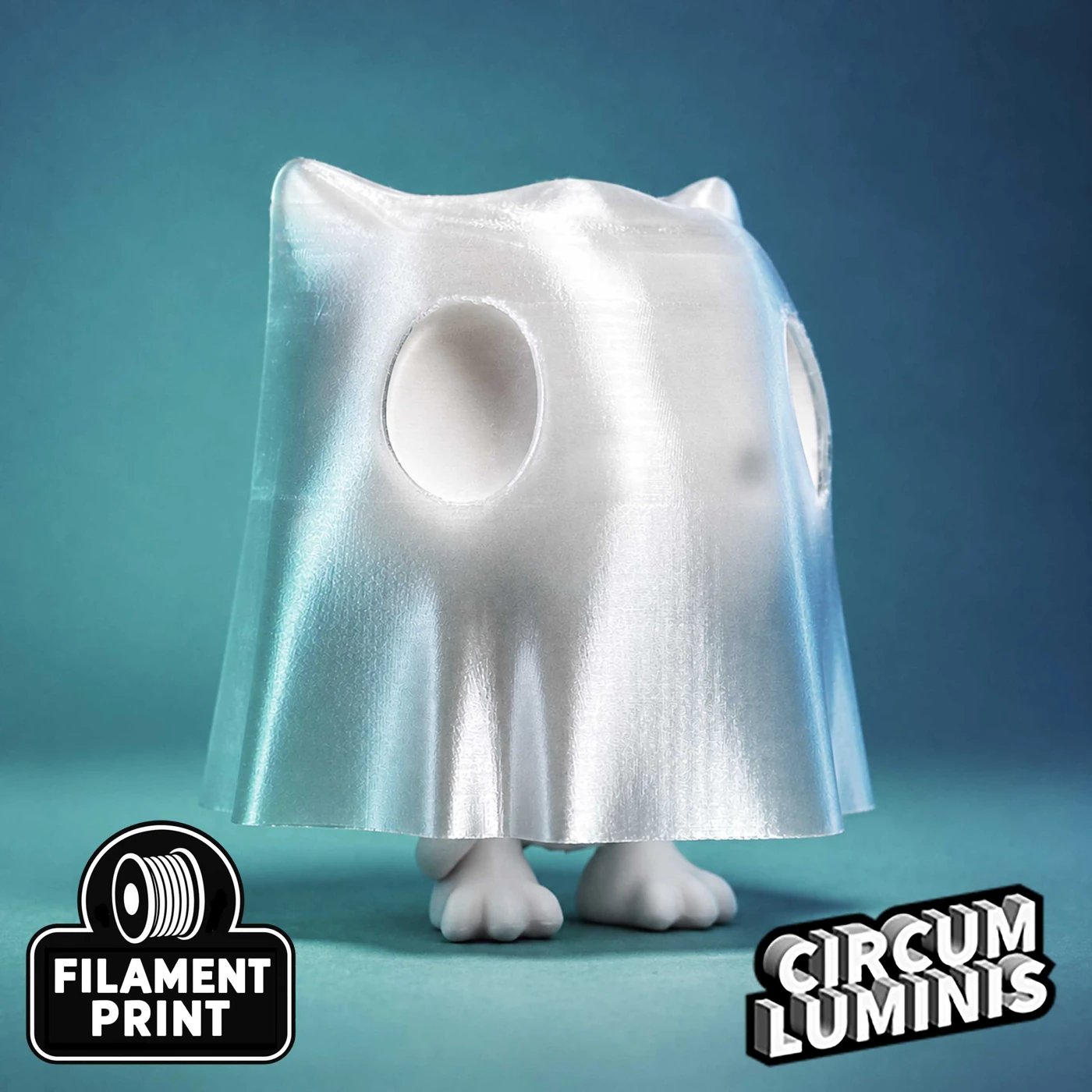 Real filament print of Firo, the Ghost Dragon, with the sheet on.
